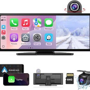 Carpuride Wireless Carplay & Android Auto with Dash Cam